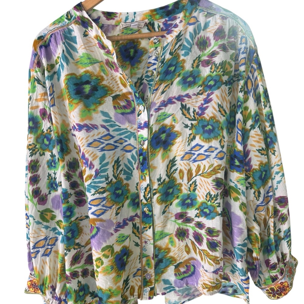 Johnny Was Workshop Vibrant Floral Blouse